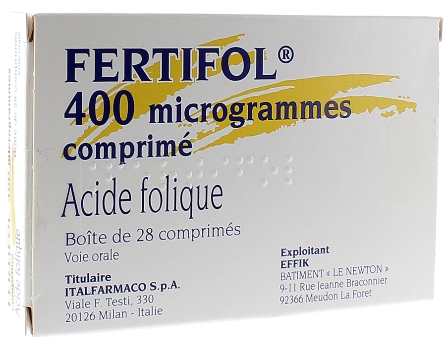 Fertifol 400 microgrammes acide folique - boîte de 28 comprimés