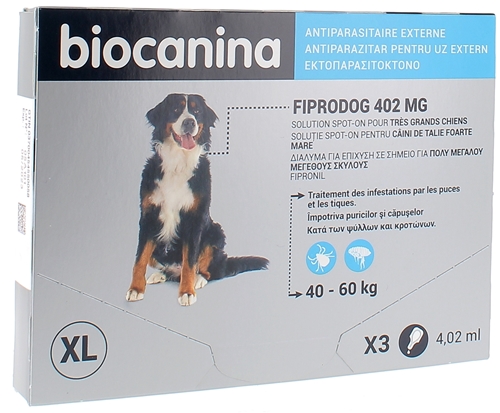 Fiprodog Spot-on 402 mg Biocanina très grands chiens 40-60 kg - 3 pipettes