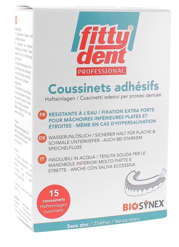 Fittydent Coussinets adhésifs pour prothèse inférieure - 15 coussinets