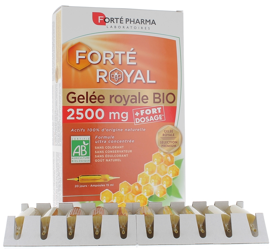 Forté Royal Gelée royale Bio 2500 mg Forté Pharma - boîte de 20 ampoules