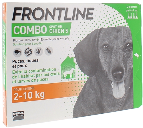 Frontline combo chiens 2-10 kg - 4 pipettes de 0,67 ml