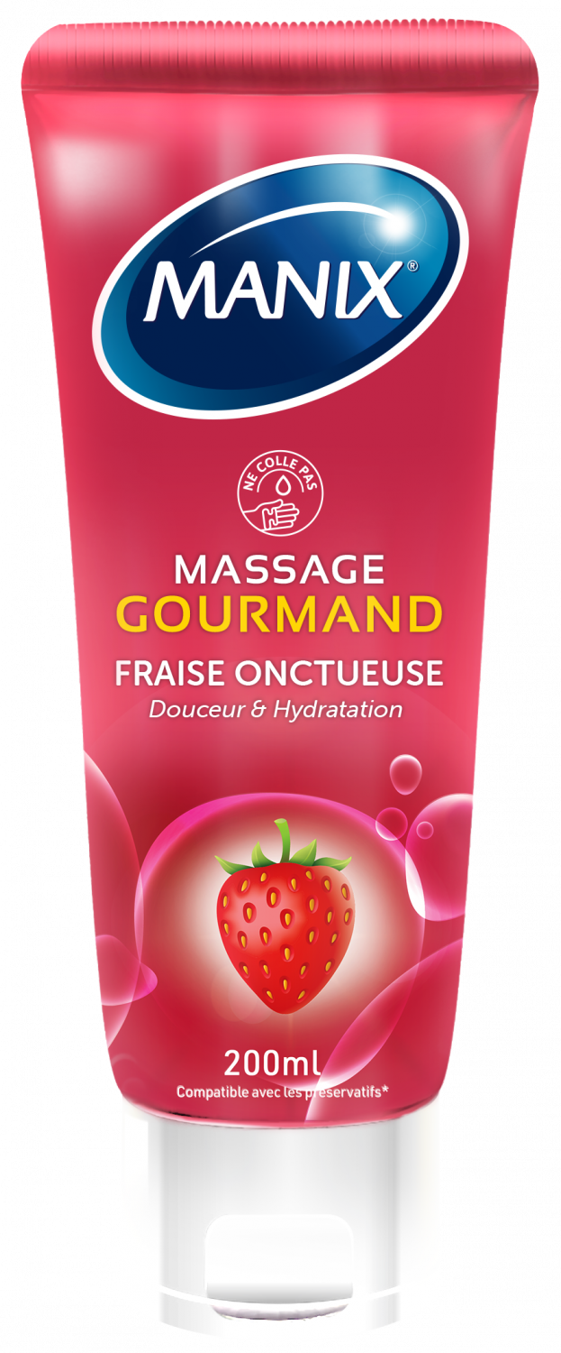 Gel de massage comestible fraise Manix - tube de 200ml