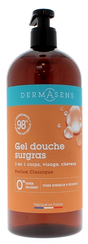 Gel douche surgras Dermasens Marque Verte - flacon pompe de 1L