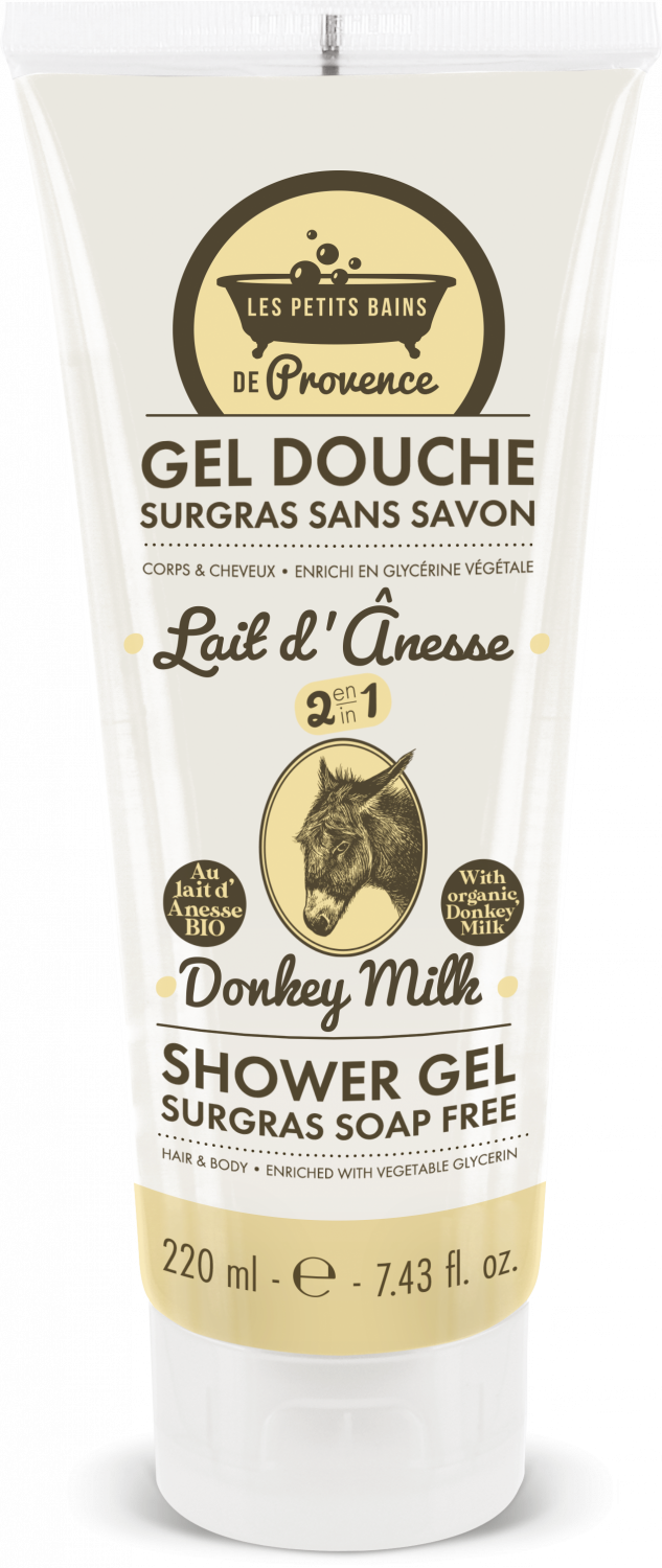 Gel douche surgras au lait d'ânesse Les petits bains de Provence - tube de 220ml