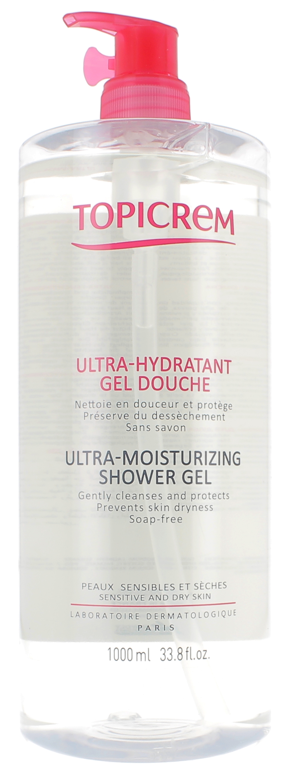 Gel douche ultra-hydratant Topicrem - flacon-pompe de 1000 ml