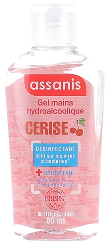 Gel mains hydroalcoolique parfum Cerise Assanis - flacon de 80ml