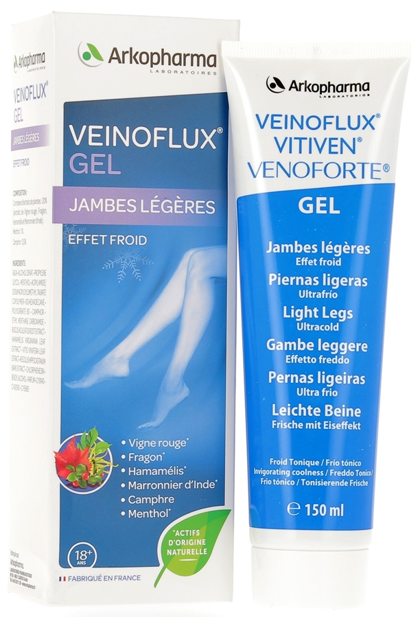 Gel jambes légères effet froid Veinoflux Arkopharma - tube de 150 ml