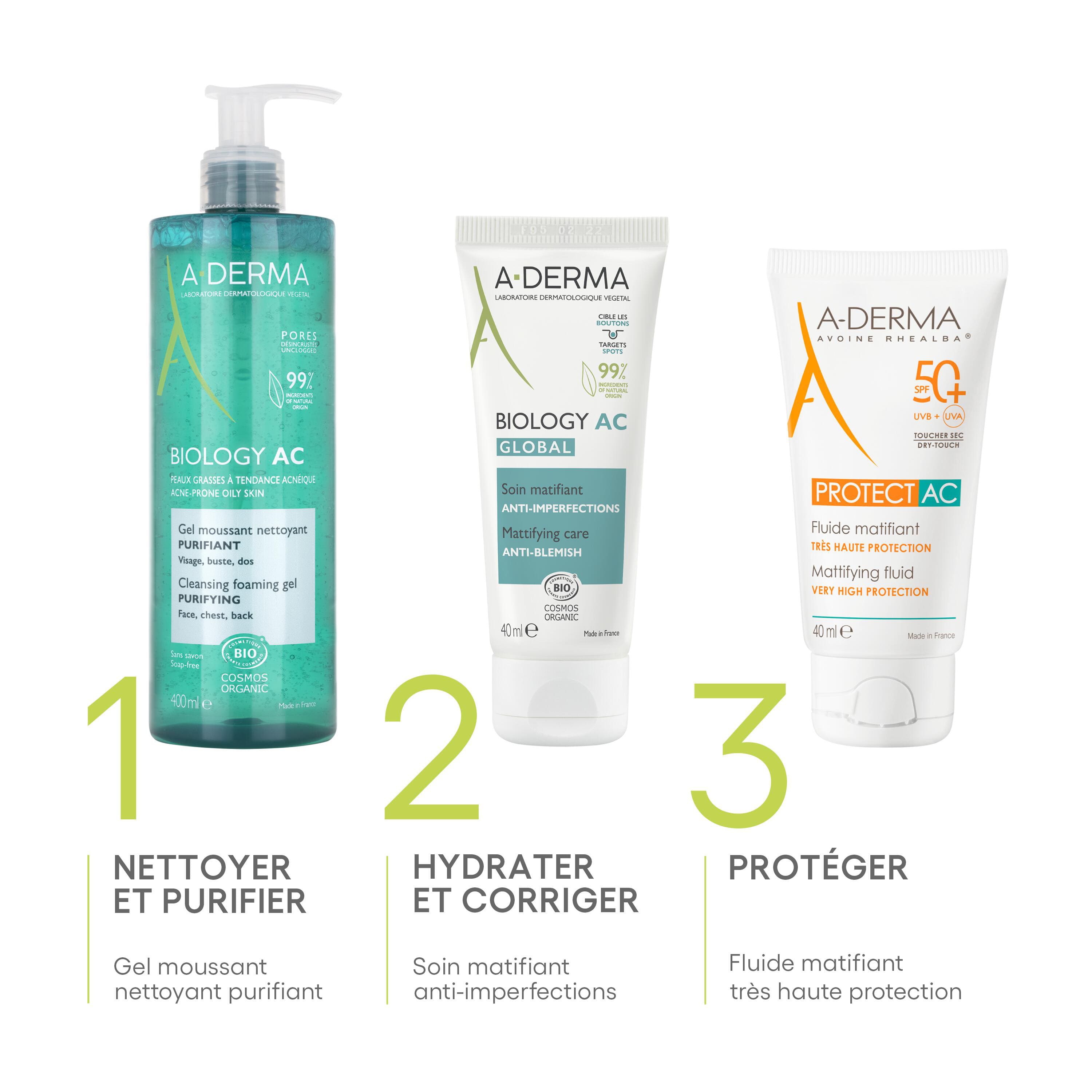 Biology AC Gel moussant nettoyant purifiant bio Aderma peau grasse à — free download
