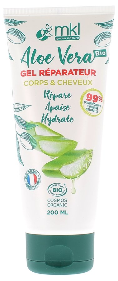 Gel réparateur corps Aloe vera BIO MKL Green Nature - Tube de 200 ml