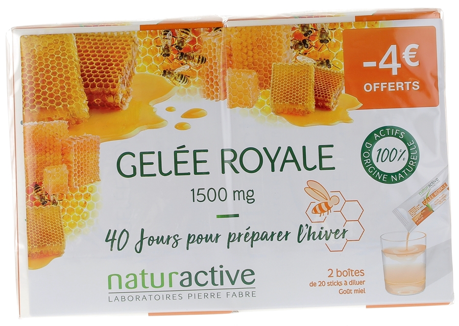 Gelée Royale 1500 mg Fluide Naturactive - boîte de 2x20 sticks fluides