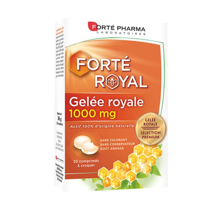 Gelée royale 1000 mg goût ananas Forté Pharma - boîte de 20 comprimés à croquer