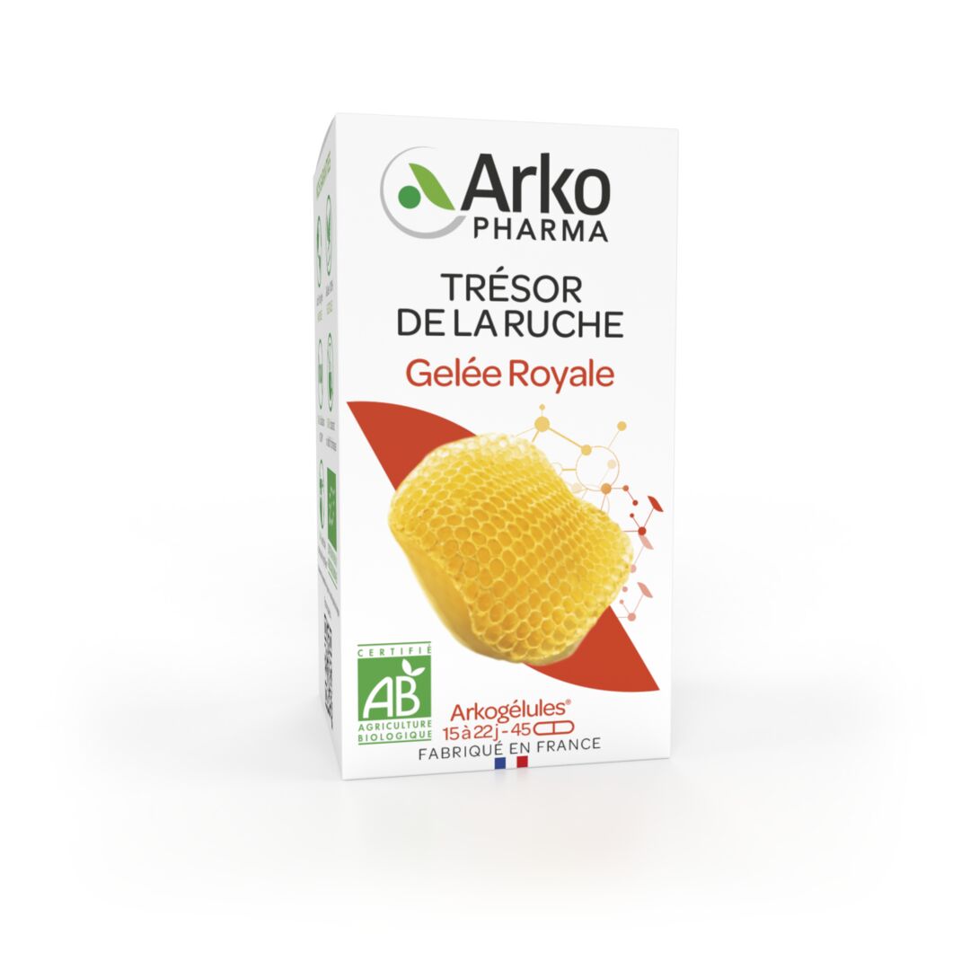 Gelée royale produits de la ruche bio Arkogélules - boîte de 45 gélules