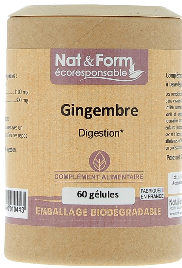 Gingembre Ecoresponsable Nat&Form - Boite de 60 gélules