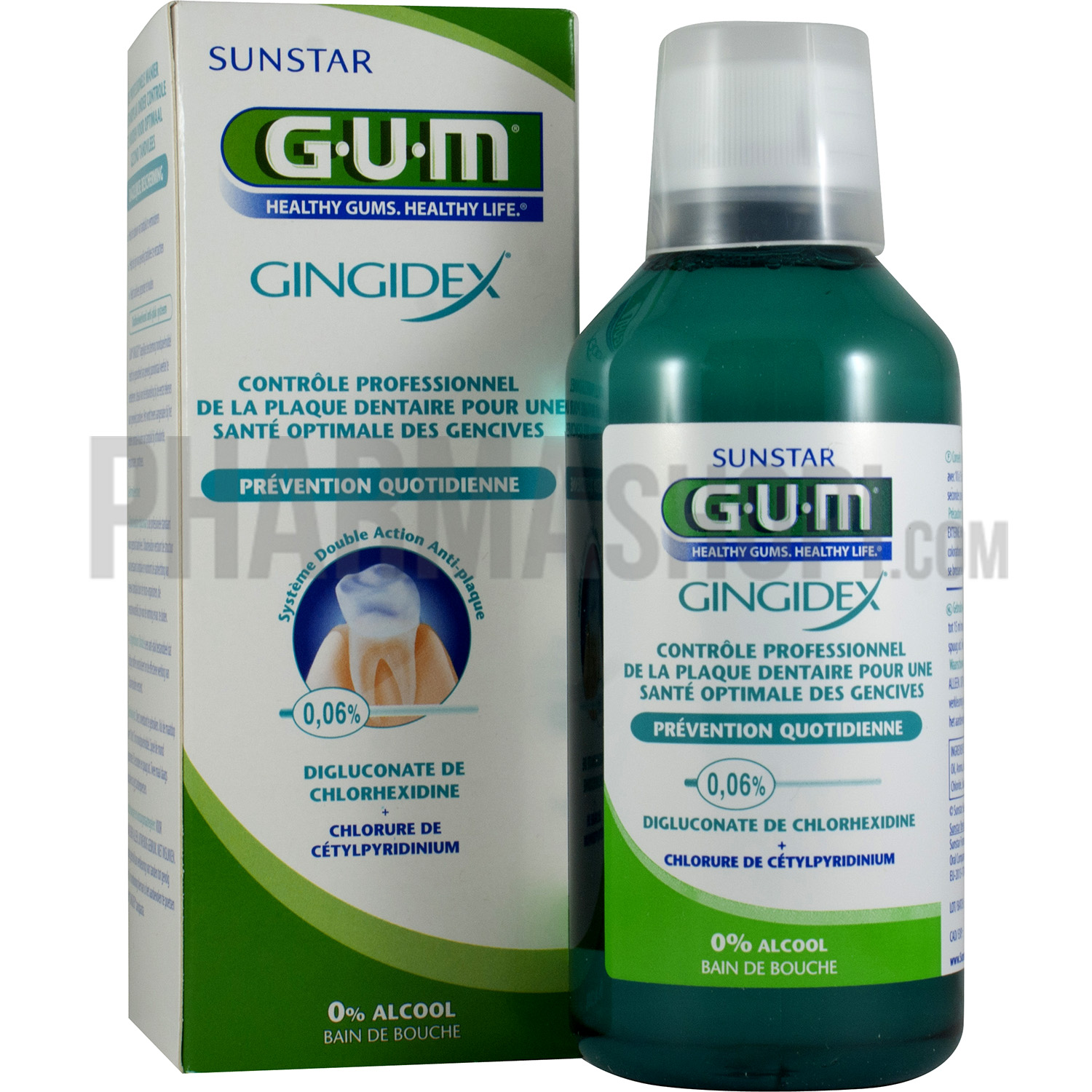 Gum Gingidex prévention quotidienne bain de bouche, flacon de 300 ml