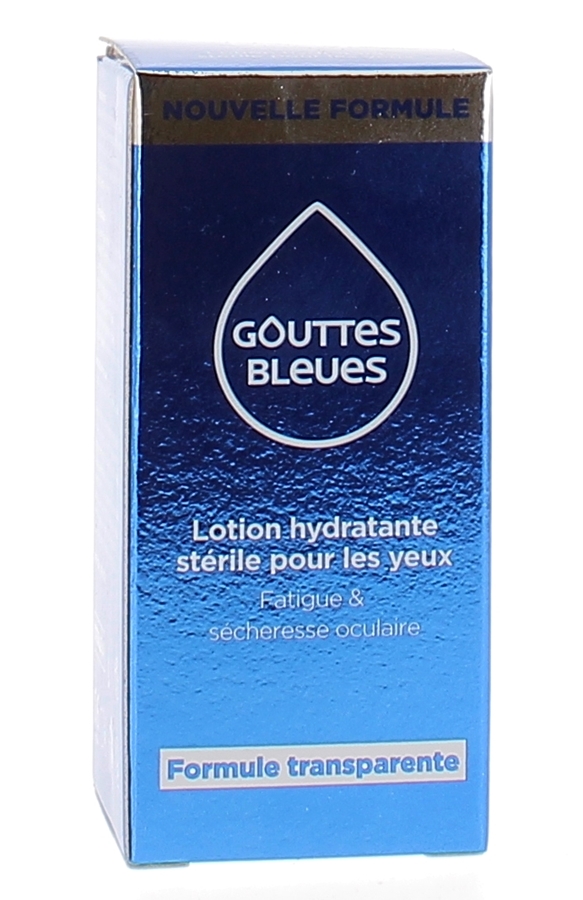 Gouttes bleues lotion hydratante stérile pour les yeux Omega Pharma - flacon de 10ml