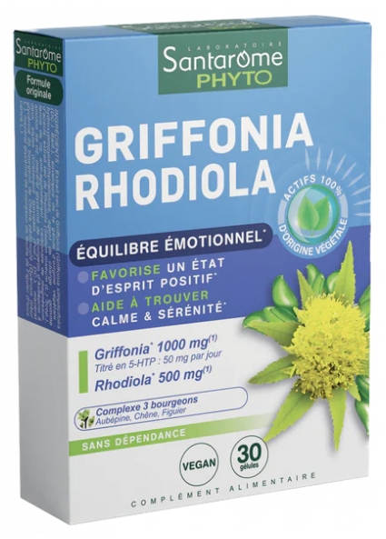 Griffonia Rhodiola Santarome - boîte de 30 gélules