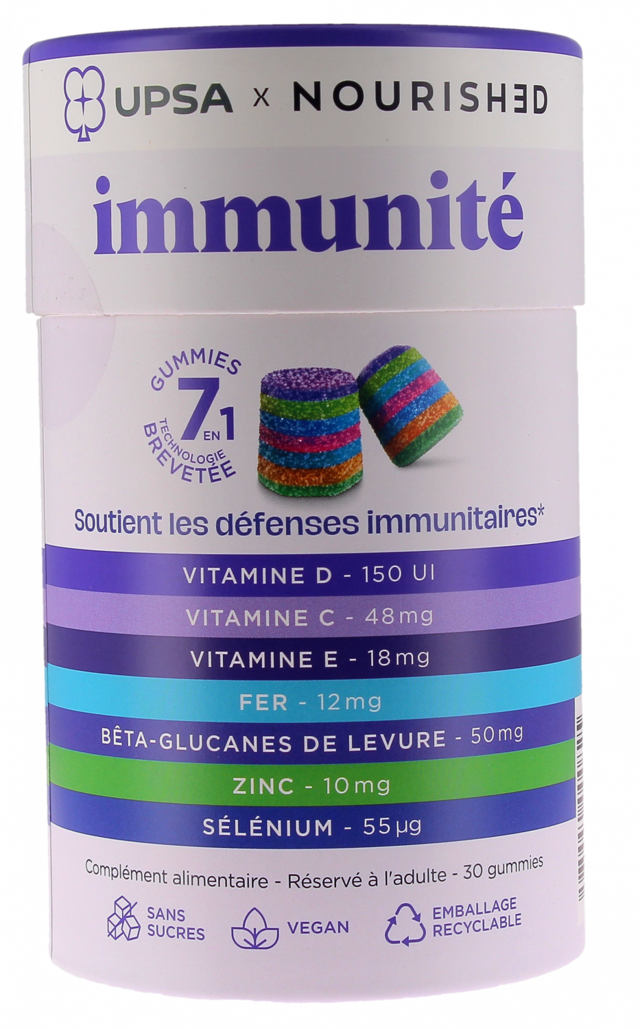 Gummies immunité 7en1 Upsa x Nourished soutien des défenses immunitaires