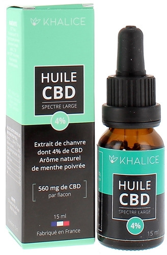 Huile CBD spectre large 4% Khalice - flacon pipette de 15 ml