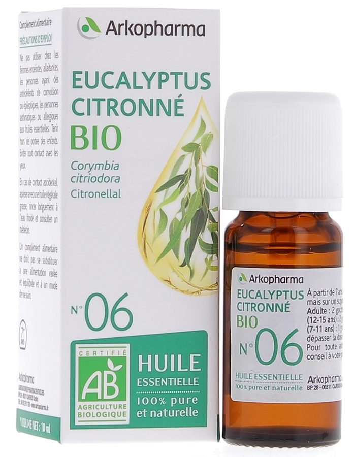 Huile Essentielle Eucalyptus Citronné Bio n°06 Arkopharma - flacon de 10 ml