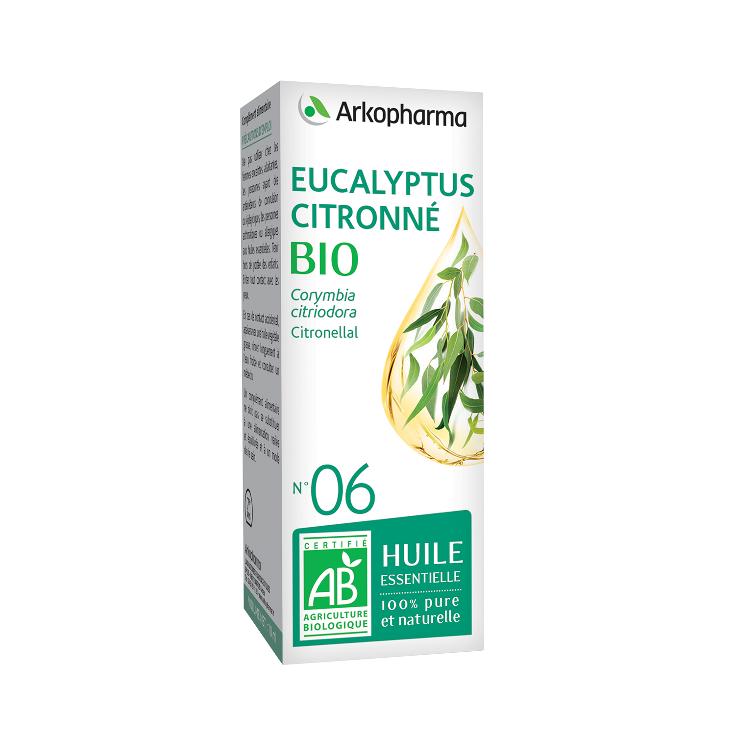 Huile essentielle Eucalyptus Citronné bio n°06 Arkopharma - flacon de 10 ml