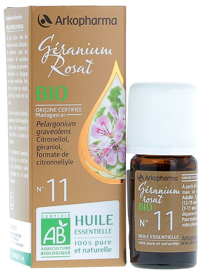 Huile Essentielle Géranium Rosat Bio n°11 Arkopharma - flacon de 5 ml