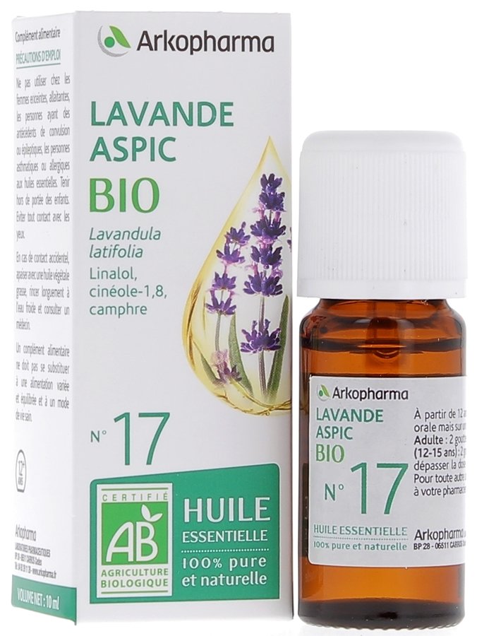 Huile Essentielle Lavande Aspic Bio n°17 Arkopharma - flacon de 10 ml