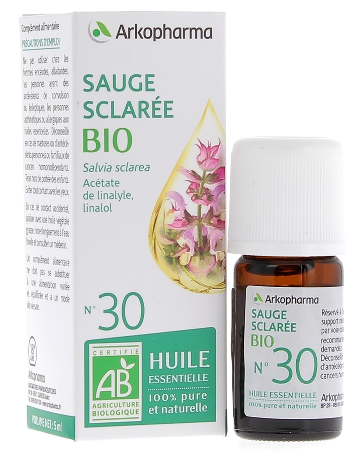 Huile Essentielle Sauge Sclarée Bio n°30 Arkopharma - flacon de 5 ml