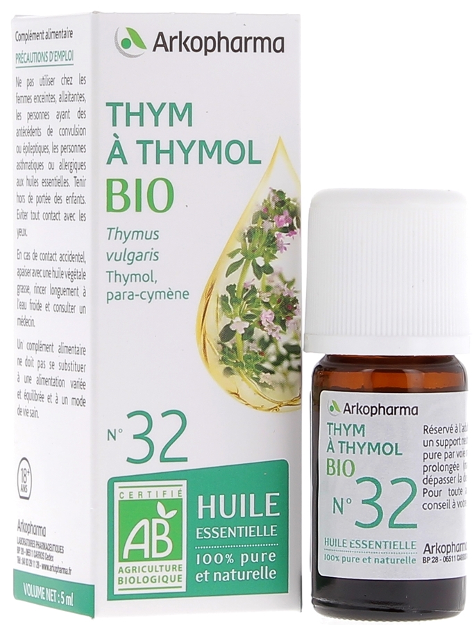 Huile Essentielle Thym à Thymol Bio n°32 Arkopharma - flacon de 5 ml