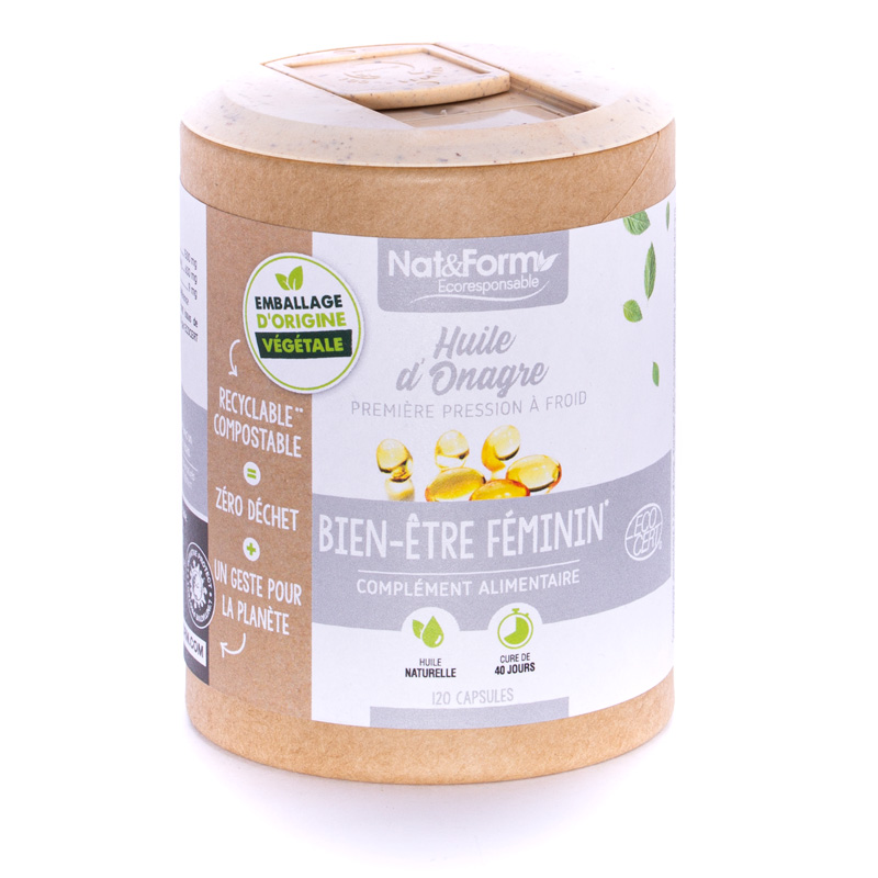 Huile d'onagre Ecoresponsable Nat&Form - Boite de 120 capsules