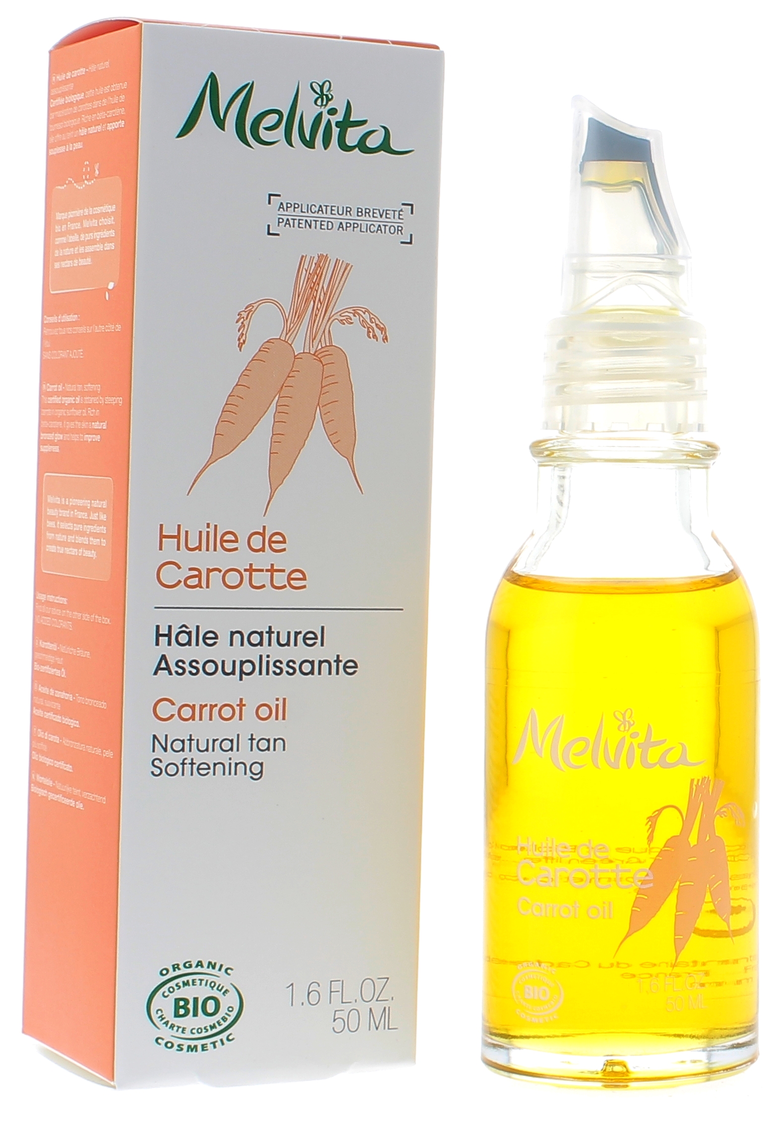 Huile de carotte bio Melvita - flacon goutte à goutte 50 ml