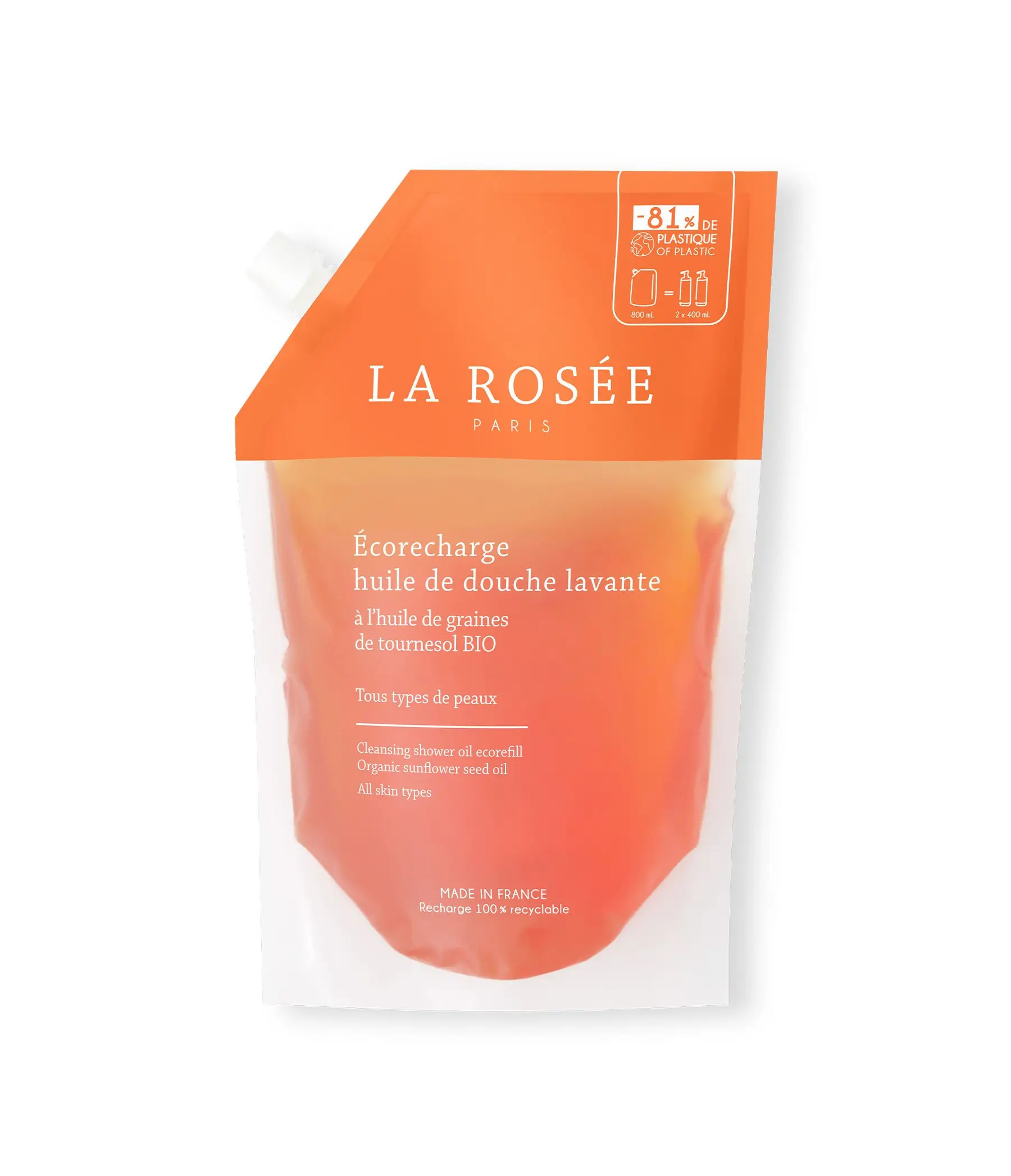 Huile de douche lavante La Rosée - éco-recharge de 800ml