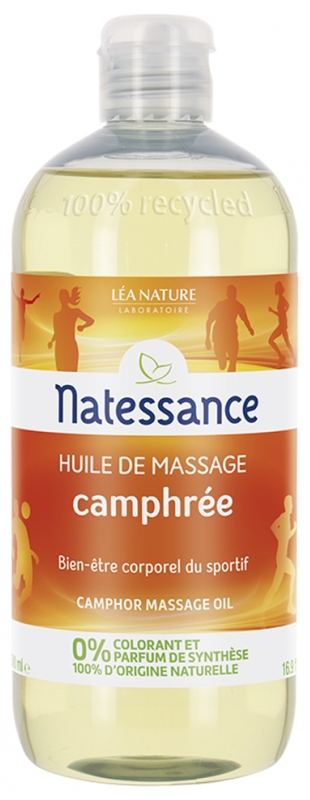 Huile de massage Camphrée Natessance - flacon de 500 ml