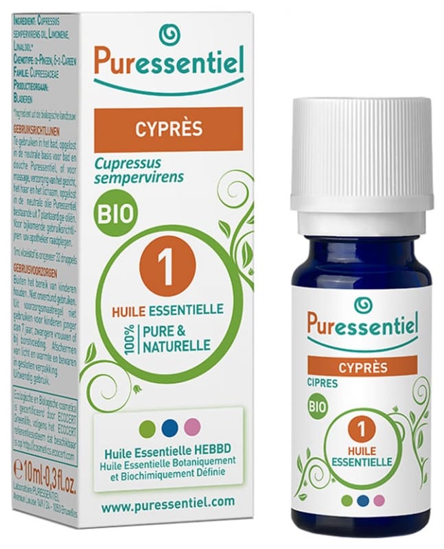 Huile essentielle bio Cyprès Puressentiel, flacon de 10 ml