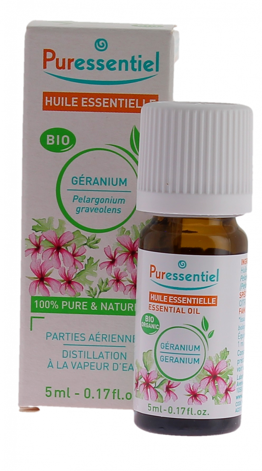 Huile essentielle bio Géranium Puressentiel - flacon de 5 ml