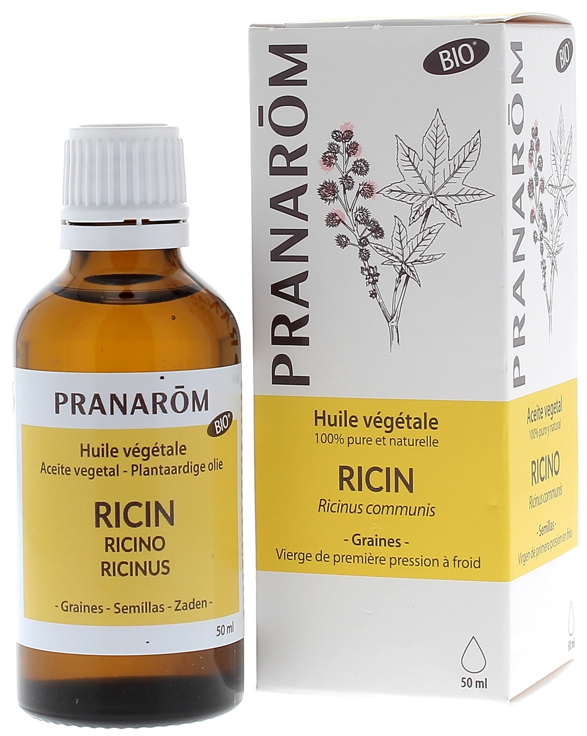 Huile végétale de ricin bio Pranarôm - flacon de 50 ml