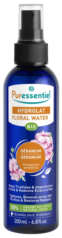 Hydrolat eau florale géranium bio Puressentiel - spray de 200 ml