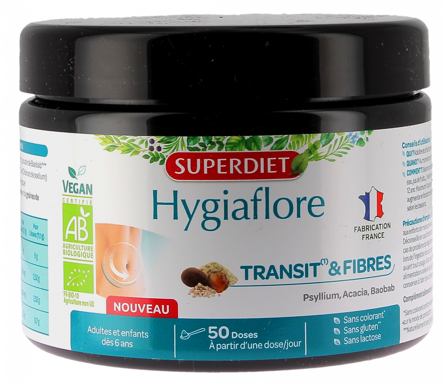Hygiaflore transit & fibres bio Superdiet - pot de 184g