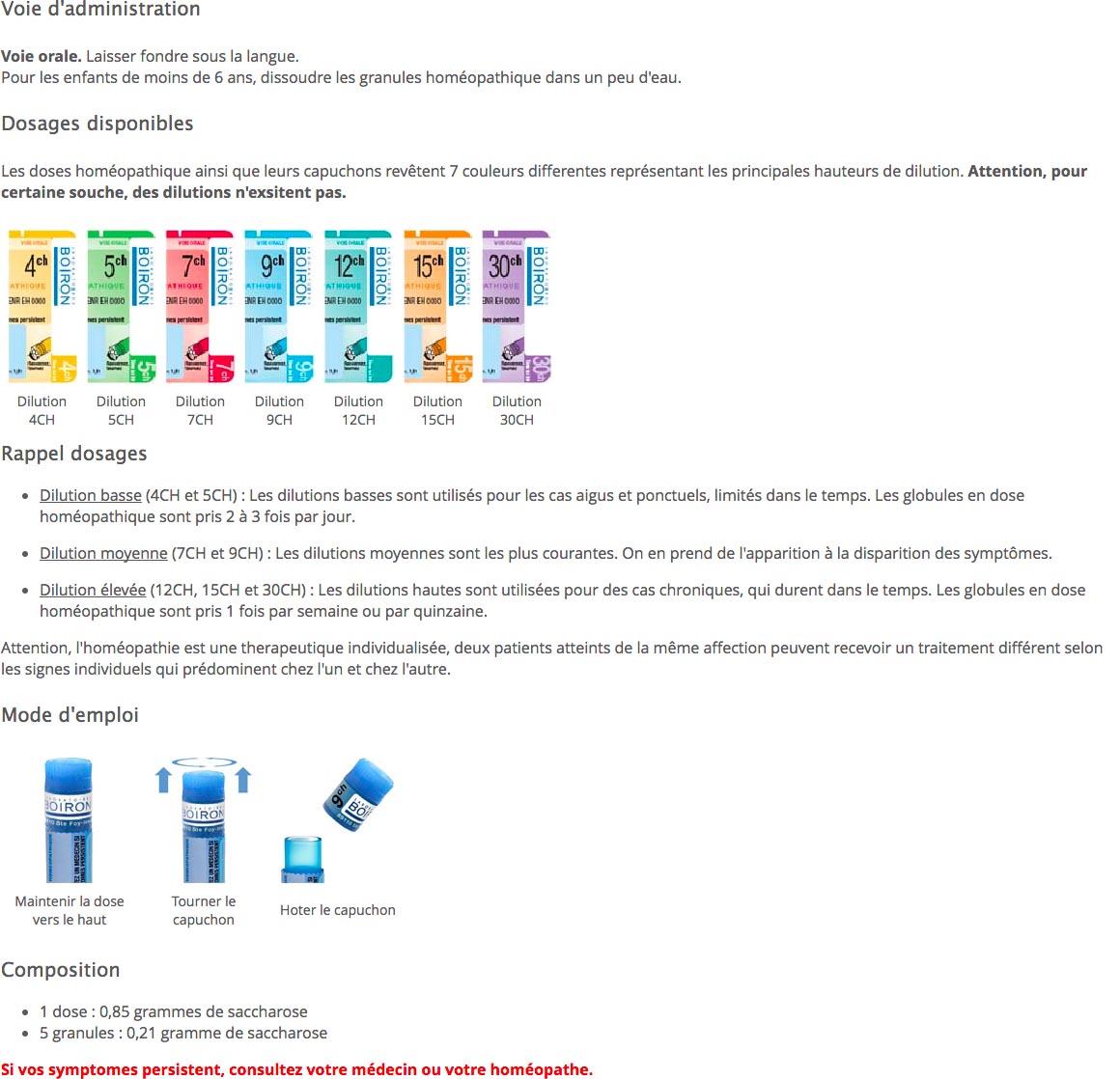 Nombre de granules dans un tube boiron