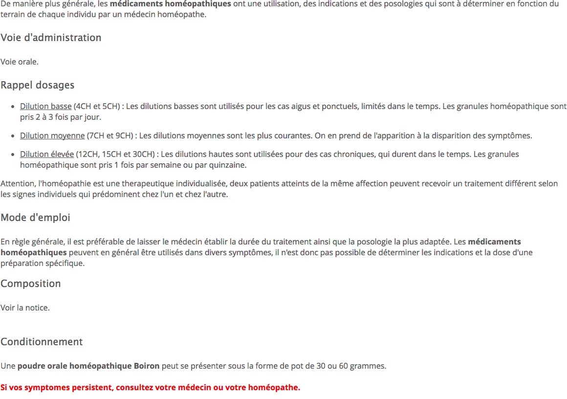 Description poudre oral Boiron