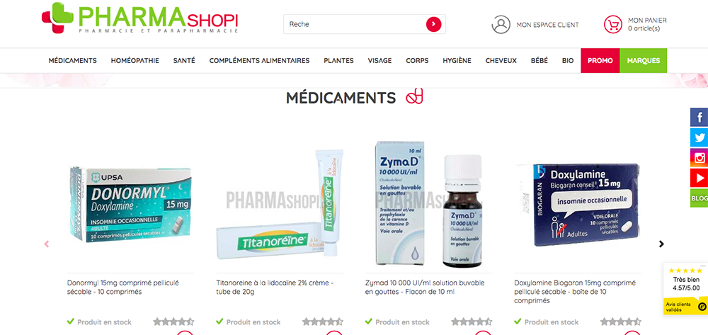 Pharmacie en ligne et parapharmacie en ligne Pharmashopi