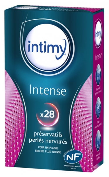 Intense préservatifs perlés nervurés Intimy - boîte de 28 préservatifs