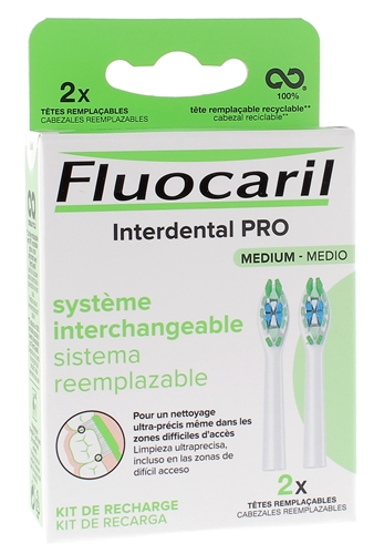Interdental Pro Système interchangeable médium Fluocaril - lot de 2 têtes remplaçables