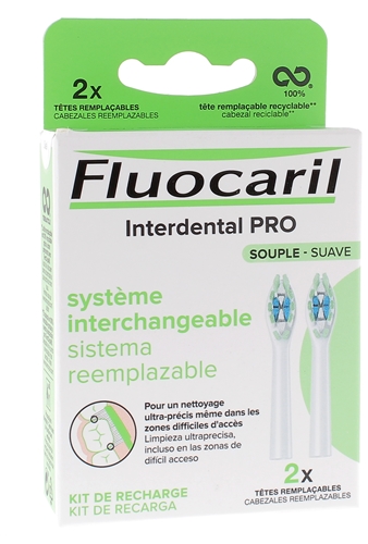 Interdental Pro Système interchangeable souple Fluocaril - lot de 2 têtes remplaçables