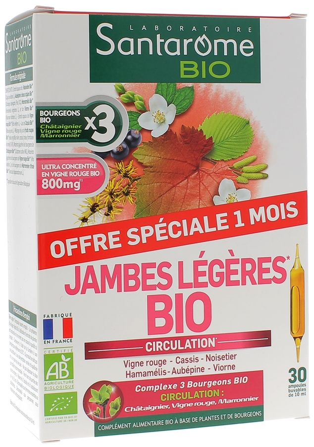 Jambes Légères Circulation Santarome Bio complément alimentaire