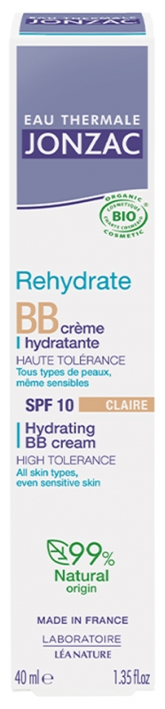 Rehydrate BB crème hydratante bio SPF 10 teinte claire Jonzac - tube de 40ml