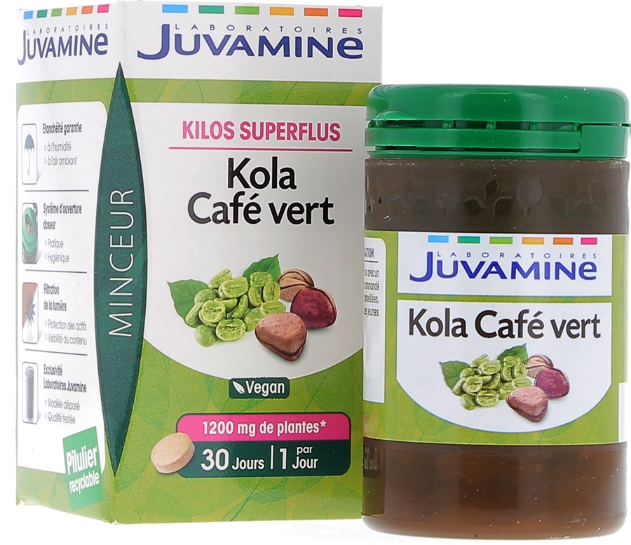 Juvamine kilos superflus kola café vert Juvamine - Boite de 30 comprimés