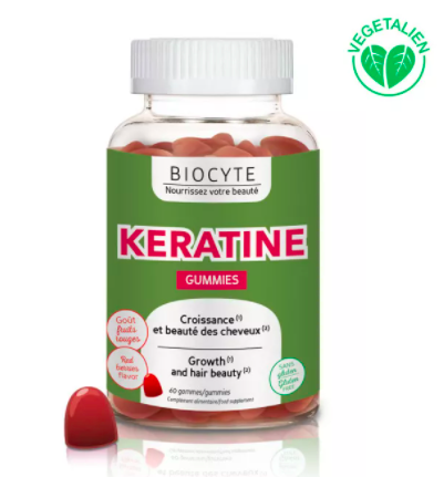 Kératine Gummies croissance et beauté des cheveux Biocyte - pot de 60 gommes