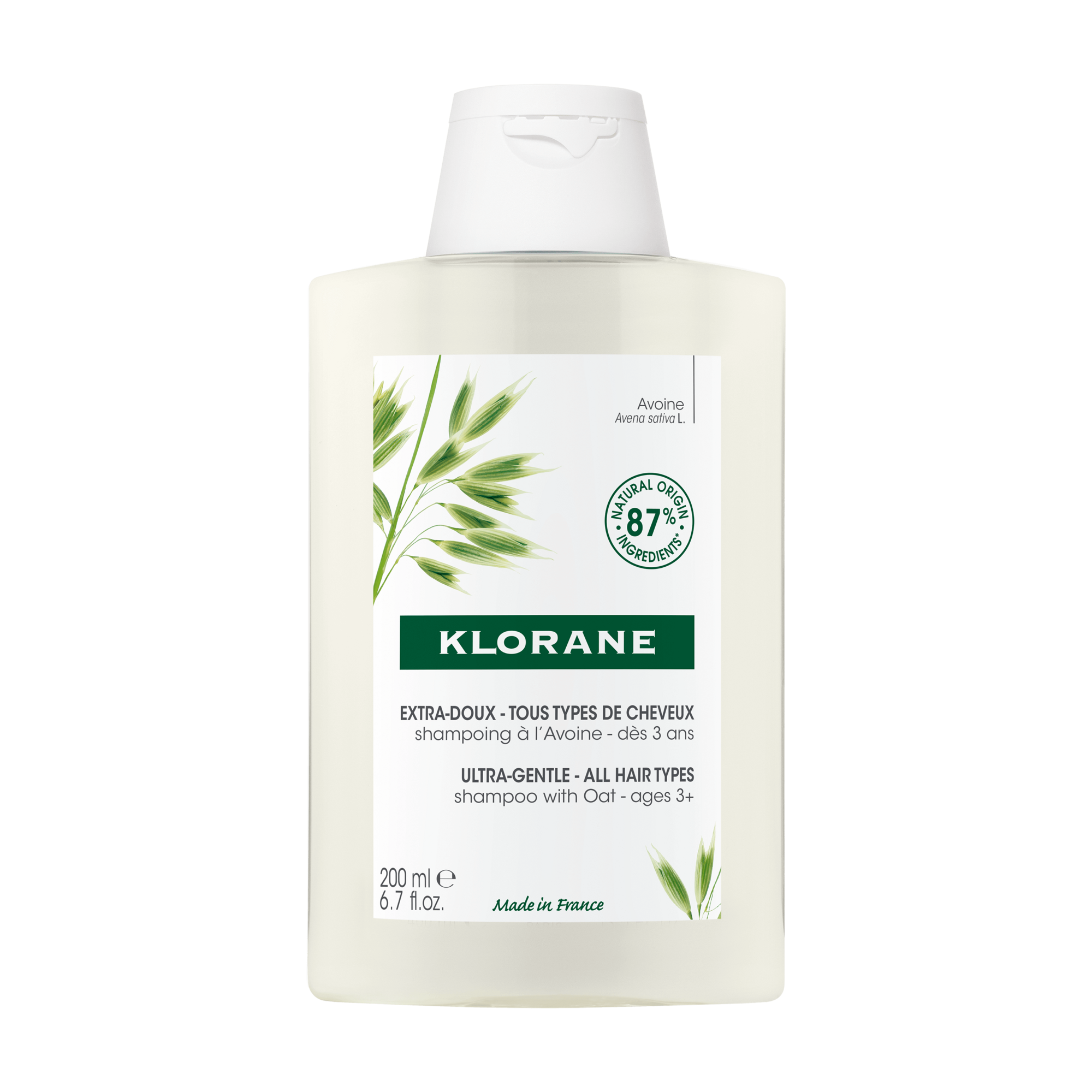 Shampooing au lait d'avoine extra-doux protecteur Klorane - flacon de 200 ml