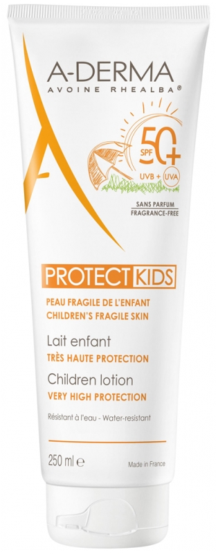 Lait Enfant Très Haute Protection SPF 50+ Protect Kids A-Derma - tube de 250 ml