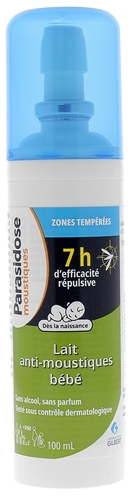 Lait anti-moustiques bébé zones tempérées Parasidose - spray de 100 ml
